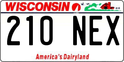 WI license plate 210NEX