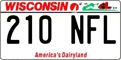 WI license plate 210NFL