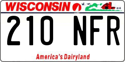 WI license plate 210NFR