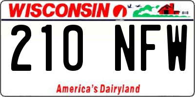 WI license plate 210NFW
