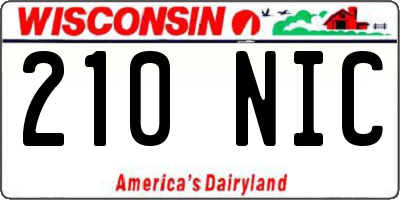 WI license plate 210NIC