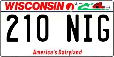 WI license plate 210NIG