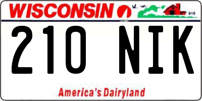WI license plate 210NIK