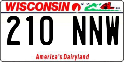 WI license plate 210NNW