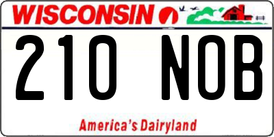 WI license plate 210NOB