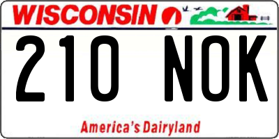 WI license plate 210NOK