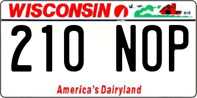 WI license plate 210NOP