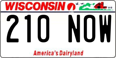 WI license plate 210NOW