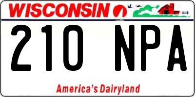 WI license plate 210NPA