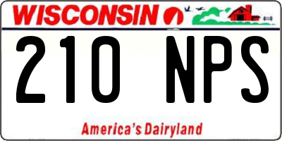 WI license plate 210NPS