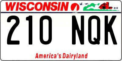 WI license plate 210NQK