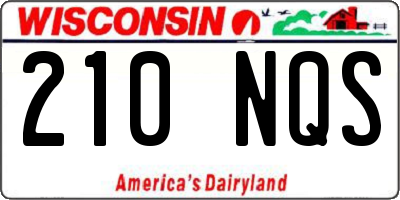 WI license plate 210NQS