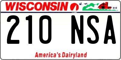 WI license plate 210NSA