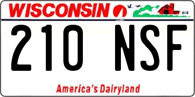 WI license plate 210NSF