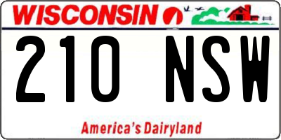 WI license plate 210NSW
