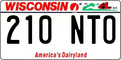 WI license plate 210NTO