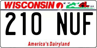 WI license plate 210NUF