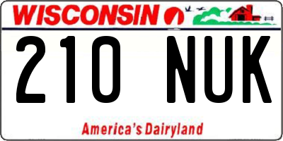 WI license plate 210NUK