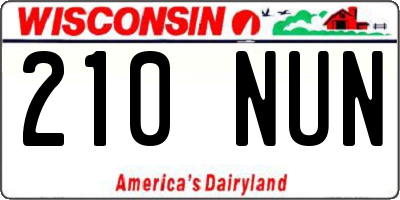 WI license plate 210NUN