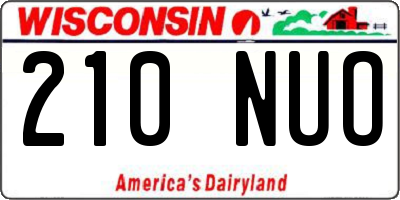 WI license plate 210NUO