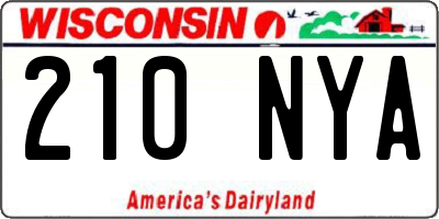 WI license plate 210NYA