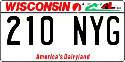 WI license plate 210NYG