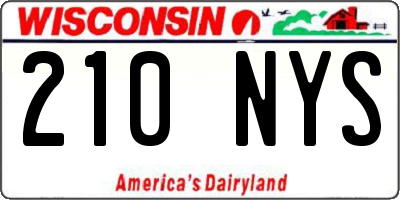 WI license plate 210NYS