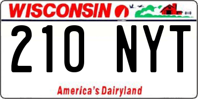 WI license plate 210NYT
