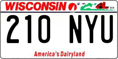 WI license plate 210NYU
