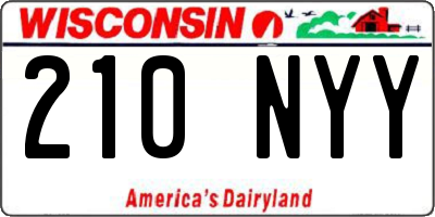 WI license plate 210NYY