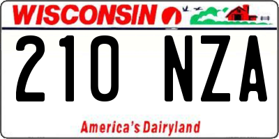 WI license plate 210NZA