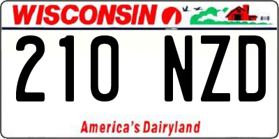 WI license plate 210NZD