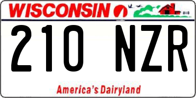 WI license plate 210NZR