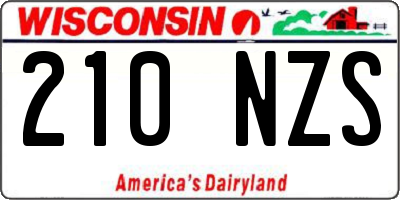 WI license plate 210NZS