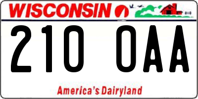 WI license plate 210OAA