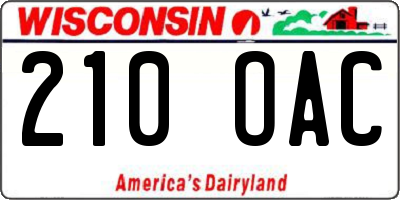 WI license plate 210OAC