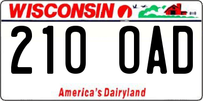 WI license plate 210OAD