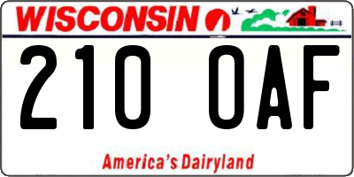 WI license plate 210OAF