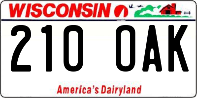 WI license plate 210OAK
