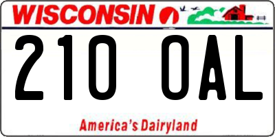 WI license plate 210OAL