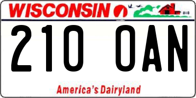 WI license plate 210OAN