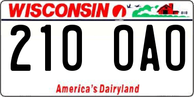 WI license plate 210OAO