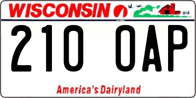 WI license plate 210OAP