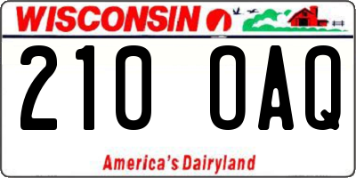 WI license plate 210OAQ