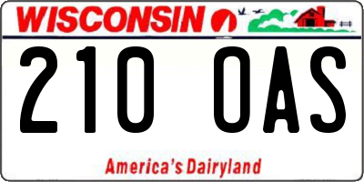 WI license plate 210OAS