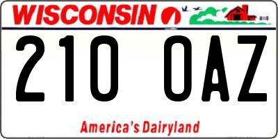 WI license plate 210OAZ