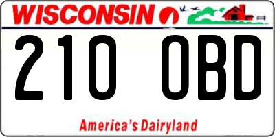 WI license plate 210OBD