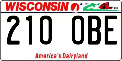WI license plate 210OBE