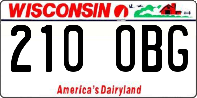 WI license plate 210OBG