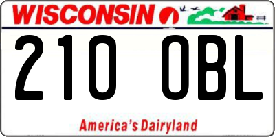 WI license plate 210OBL